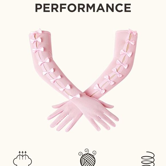 Princess Long Stretchy Bow Gloves - Picture 4 of 6